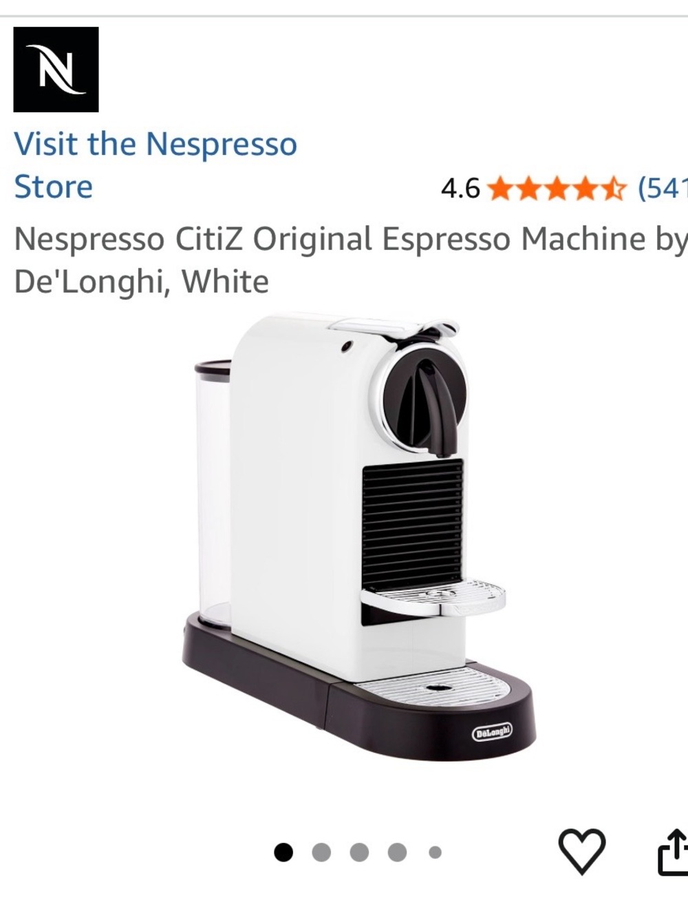 Nespresso CitiZ Espresso Machine in White and Black